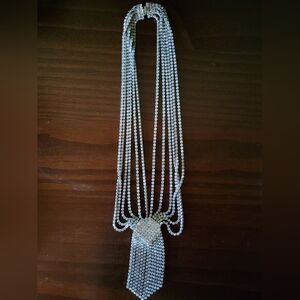 Vintage Elegant Silver Diamonte Necklace